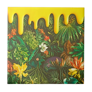 Bloemige Tropische Bloemenmix Druppelend Effect Tegeltje