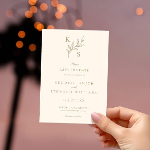Bloemige Trouw Monogram Minimalistische Bewaar de Save The Date