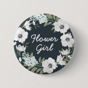 Bloemige trouwknoppen Krans Bloemenmeisje Ronde Button 5,7 Cm
