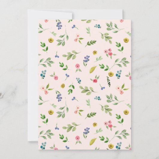 Bloemige tuin 1e verjaardagsuitnodiging | Pioenmei Kaart (Achterkant)