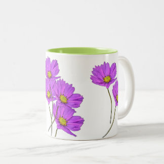 Bloemige Twee Paarse Cosmos Tweekleurige Koffiemok