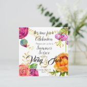 bloemige uitnodiging brunch feest baby shower verj (Staand voorkant)