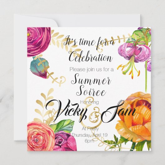 bloemige uitnodiging brunch feest baby shower verj (Voorkant)