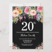 Bloemige uitnodiging voor 20e verjaardag (Voorkant)