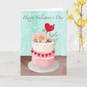 Bloemige Valentijnskaart met cake Kaart (Gele Bloem)