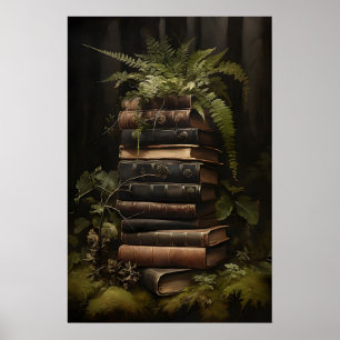Bloemige varenboekenprint, donkere academische got poster