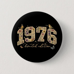 Bloemige verjaardagseditie 50e verjaardag 1976 ronde button 5,7 cm