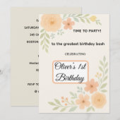 Bloemige verjaardagsuitnodiging  kaart (Voorkant / Achterkant)