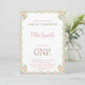 Bloemige verjaardagsuitnodigingen kaart (Staand voorkant)