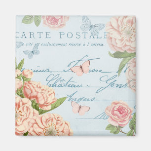 Bloemige vintage magneet met bloemen