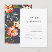 bloemige vintage marine huwelijks rsvp (Voorkant / Achterkant)
