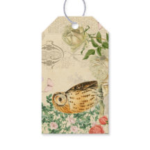 Bloemige vintage uil roestige cadeaukaartjes met r
