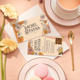  bloemige Visitekaartjes: Elegante aardetint Visitekaartje