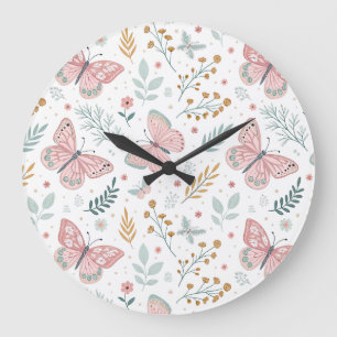 Bloemige Vlinder Pasteltuin Botanische Elegantie Grote Klok