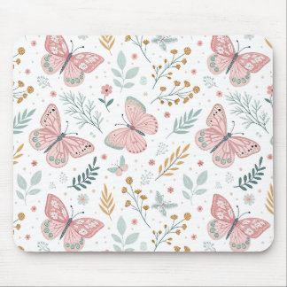 Bloemige Vlinder Pasteltuin Botanische Elegantie Muismat