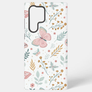 Bloemige Vlinder Pasteltuin Botanische Elegantie Samsung Galaxy Hoesje