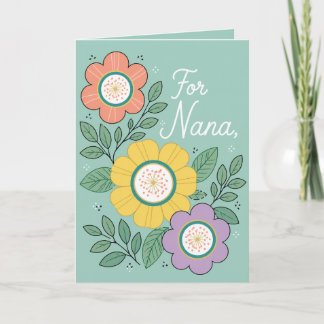 Bloemige “Voor Nana” Mooie Bloemendesign voor Oma Kaart