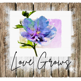 Bloemige waterverf blauwe chiffon roos valentijnsd feestdagen kaart