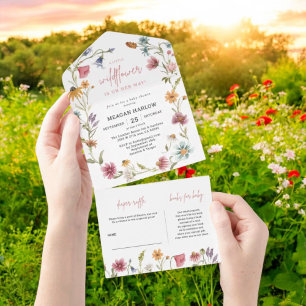 Bloemige Wilde Bloem Meisje Baby Shower All In One Uitnodiging