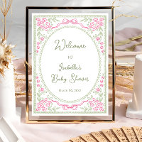 Bloemige wilde bloem roze groene baby shower welko