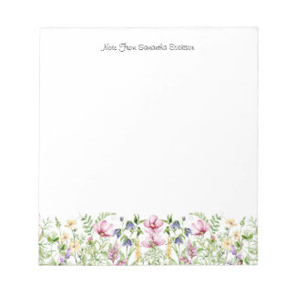 Bloemige Wilde Bloemen Gepersonaliseerde Naam & Be Notitieblok