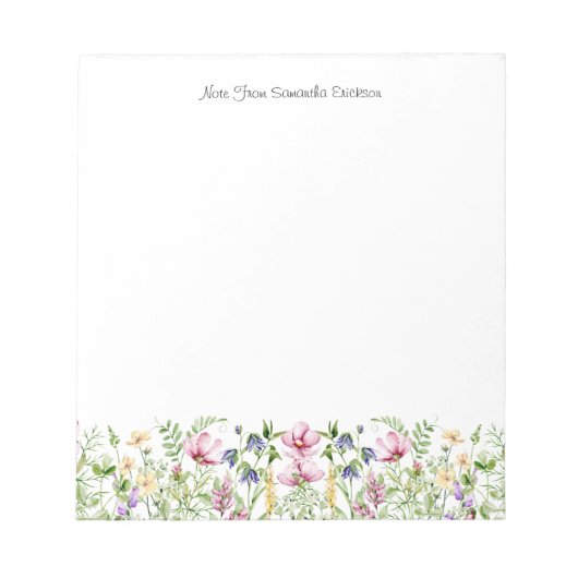 Bloemige Wilde Bloemen Gepersonaliseerde Naam & Be Notitieblok (Voorkant)