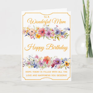 Bloemige Wilde Bloemen Moeder Verjaardag Kaart