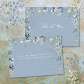 Bloemige Wilde Bloemen Stof Blauw Schrift Bedankkaart