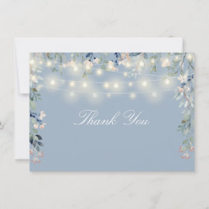 Bloemige Wilde Bloemen Stofblauw Slingerlichten Sc Bedankkaart