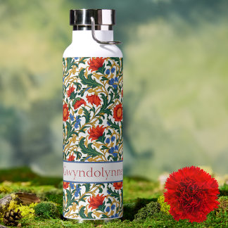 Bloemige Willam Morris Stijl Blauw Rood Goud Vinta Waterfles