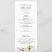 Bloemige witte hortensia zonnebloemen trouwprogram programma (Achterkant)