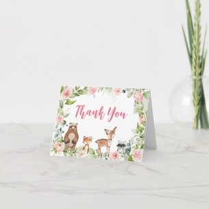 Bloemige Woodland Baby Shower Bedankkaart