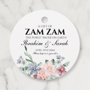 Bloemige zamzam water nikah moslim bruiloft bedankjes labels