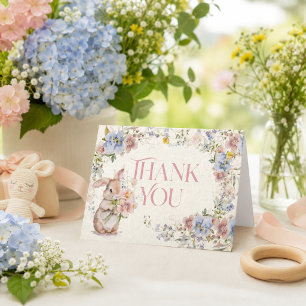 Bloemige Zoete Kleine Konijn Baby Shower Bedankt