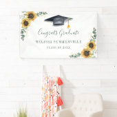 Bloemige zonnebloem eucalyptus script afstuderen spandoek (Insitu)
