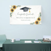 Bloemige zonnebloem eucalyptus script afstuderen spandoek (Beurs)