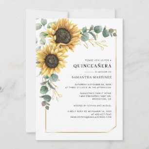 Bloemige Zonnebloem Quinceanera 15e Verjaardagsfee Kaart