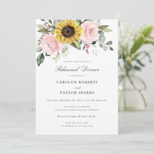 Bloemige Zonnebloem Roze Proefavond Eetwedstrijd B Kaart (Staand voorkant)