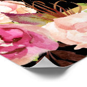 Bloemige Zwarte Witte Gouden Bruiloftsfotoprop Poster (Hoek)