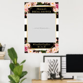 Bloemige Zwarte Witte Gouden Bruiloftsfotoprop Poster (Thuiskantoor)