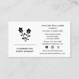 Bloemist Bloemen Bloemenwinkel Typografie Sociale Visitekaartje