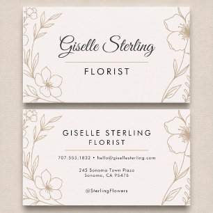 Bloemist Botanische Bloemen Blush en Zwart Elegant Visitekaartje