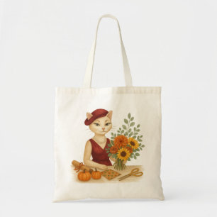 Bloemist Cat Designer het regelen van Herfst Herfs Tote Bag