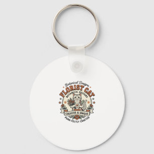 Bloemist Kat Bloemist Kat Vintage Vector Kunst Shi Sleutelhanger