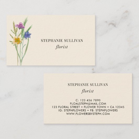 Bloemist Wildflower Visitekaartje (Voorkant / Achterkant)