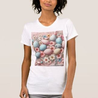 Bloemkant pastel roze paaseieren en bloemen t-shirt