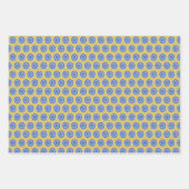 Bloemkleur Geel Blauw Portugees Tegel Inpakpapier Vel (Voorkant)