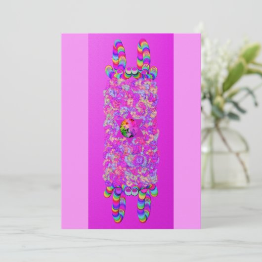 Bloemknuppel mitswa platte kaart (Staand voorkant)