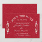  bloemkolmonogram RED Opslaan datum Save The Date (Voorkant / Achterkant)
