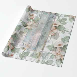 bloemkool en houtshabby Chic Wrapping Paper Cadeaupapier